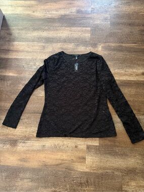 White House Black Market Black Lace Long-Sleeve Top